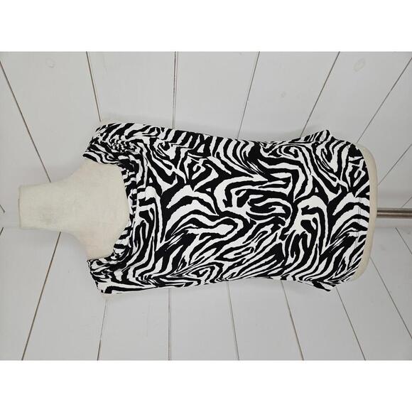 Calvin Klein small black & white zebra animal print stretchy sleeveless blouse - Picture 1 of 5